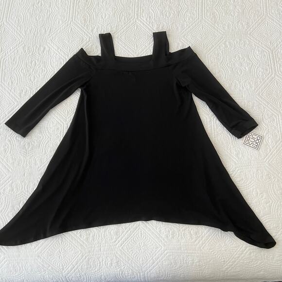 Clara Sun Woo Cold Shoulder Asymmetrical Hem Tunic Black XS NWT - Picture 6 of 8